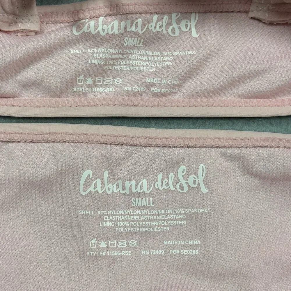 Cabana del Sol Pink Bikini Set Small NWT Ruched Tie Side Swimsuit NEW